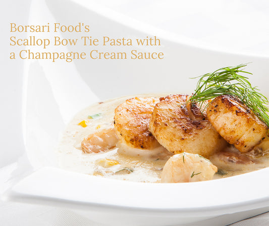 Scallop Bowtie Pasta with Champagne Cream Sauce