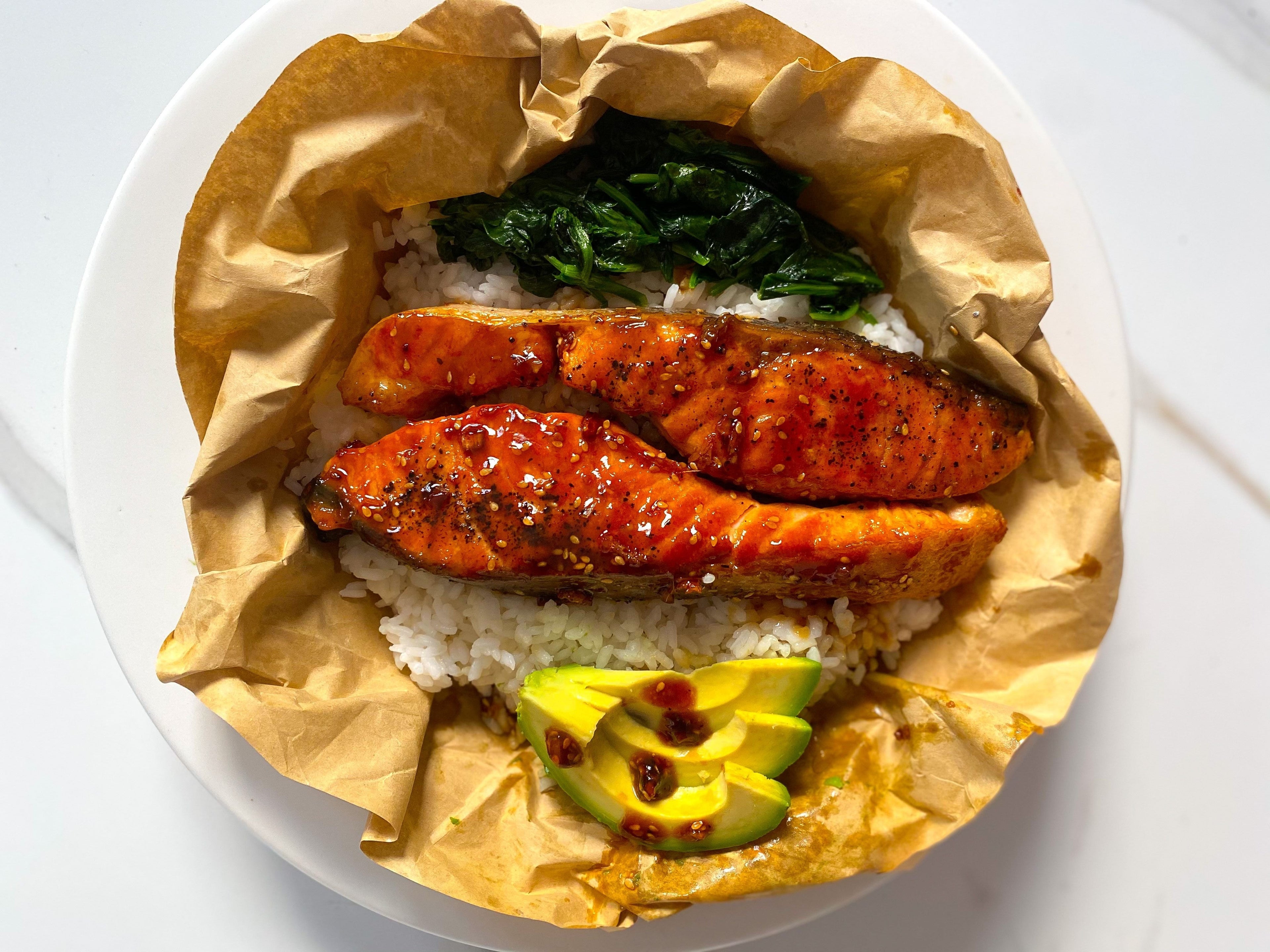 Borsari Orange Ginger Glazed Salmon Bowls