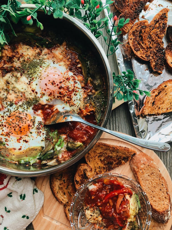 Italian Eggs over Spinach & Polenta